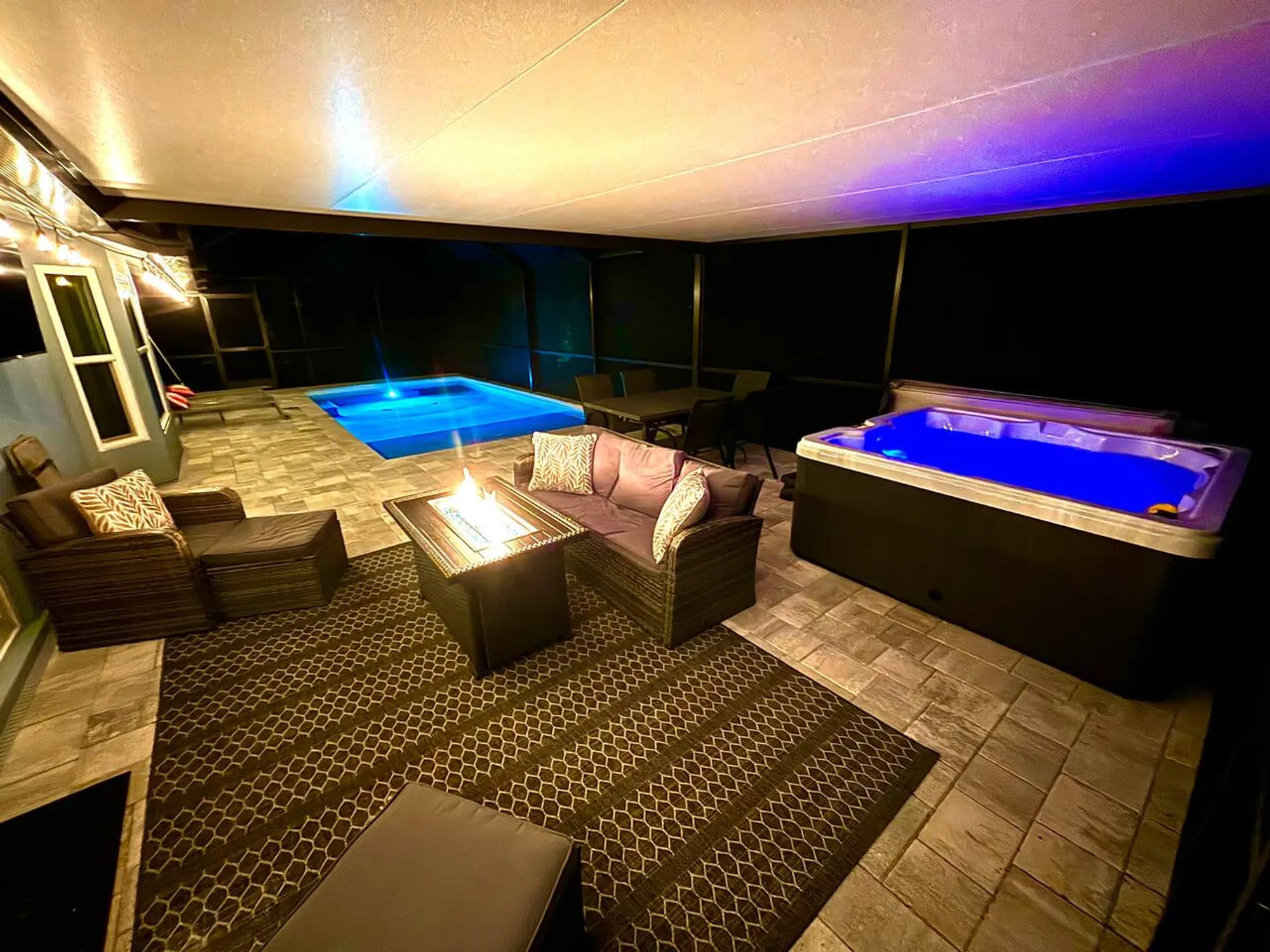 Lanai after dark at Casa Azul