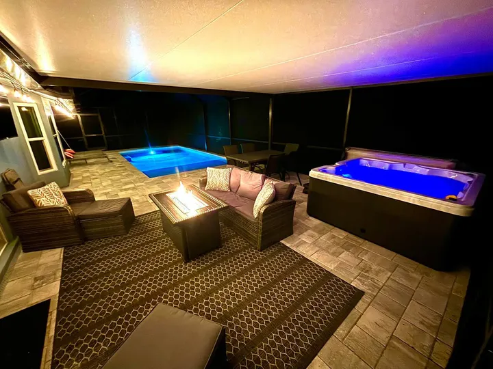 Lanai after dark at Casa Azul